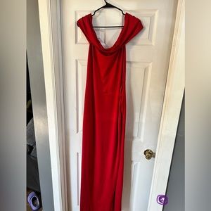 Red long with a slit up the left leg! Worn once!